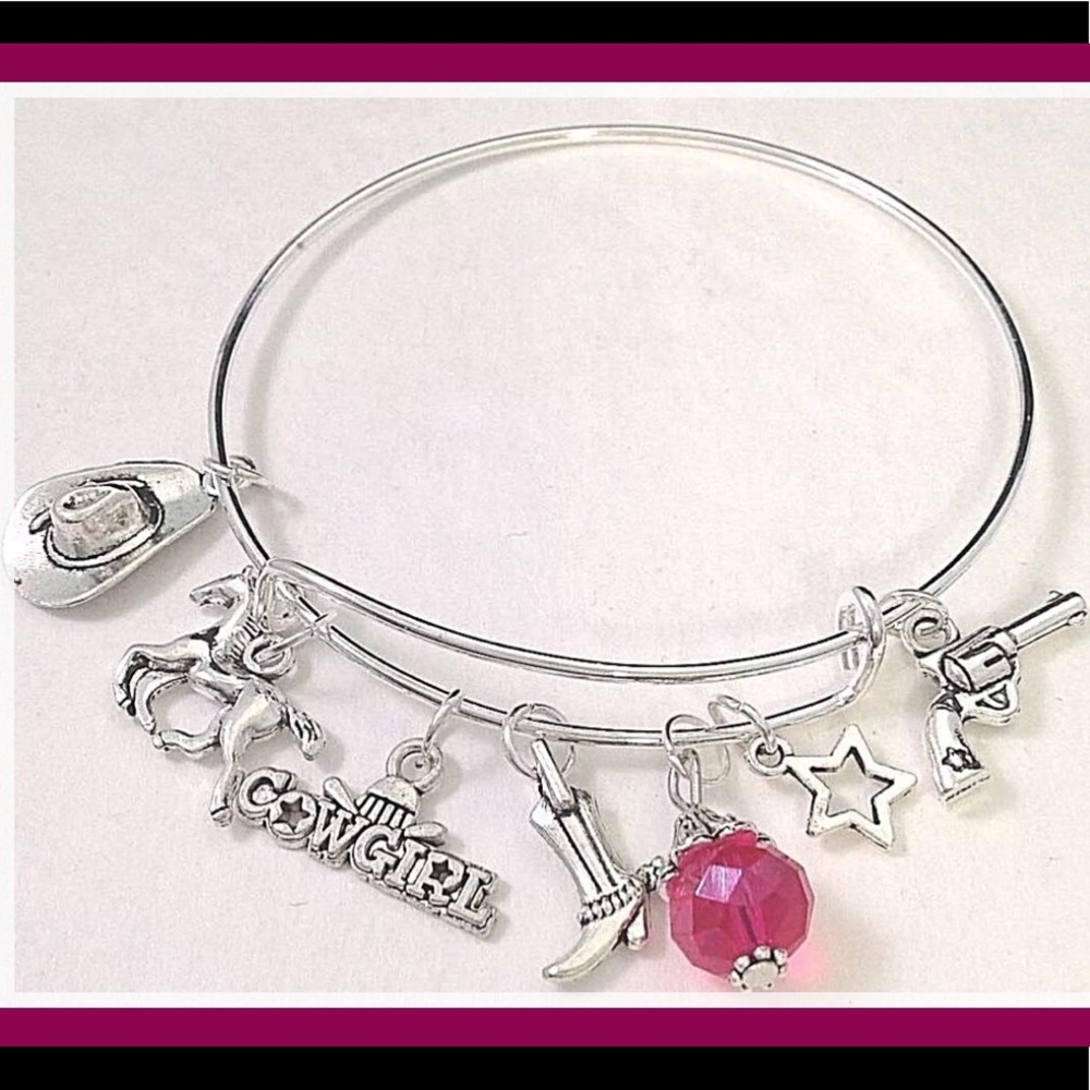Cowgirl/Country Girl Charm Expandable Bracelet